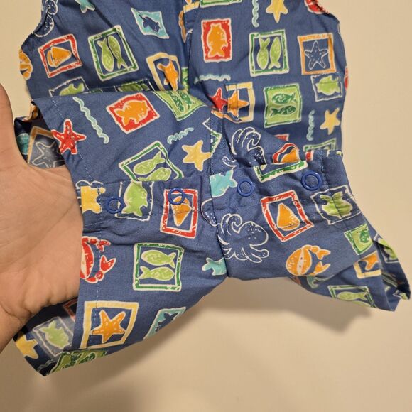 Vintage Baby Oshkosh B'gosh Overalls 12 Month Sea Life Ocean Fish Crab Deadstock - Picture 7 of 10
